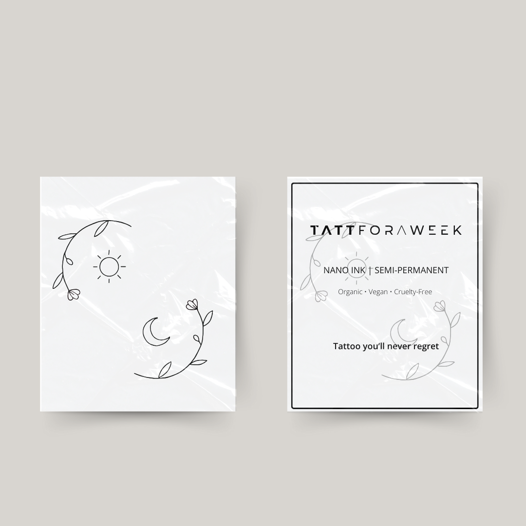 Midlertidige matchende tatoveringer blomster, sol & måne