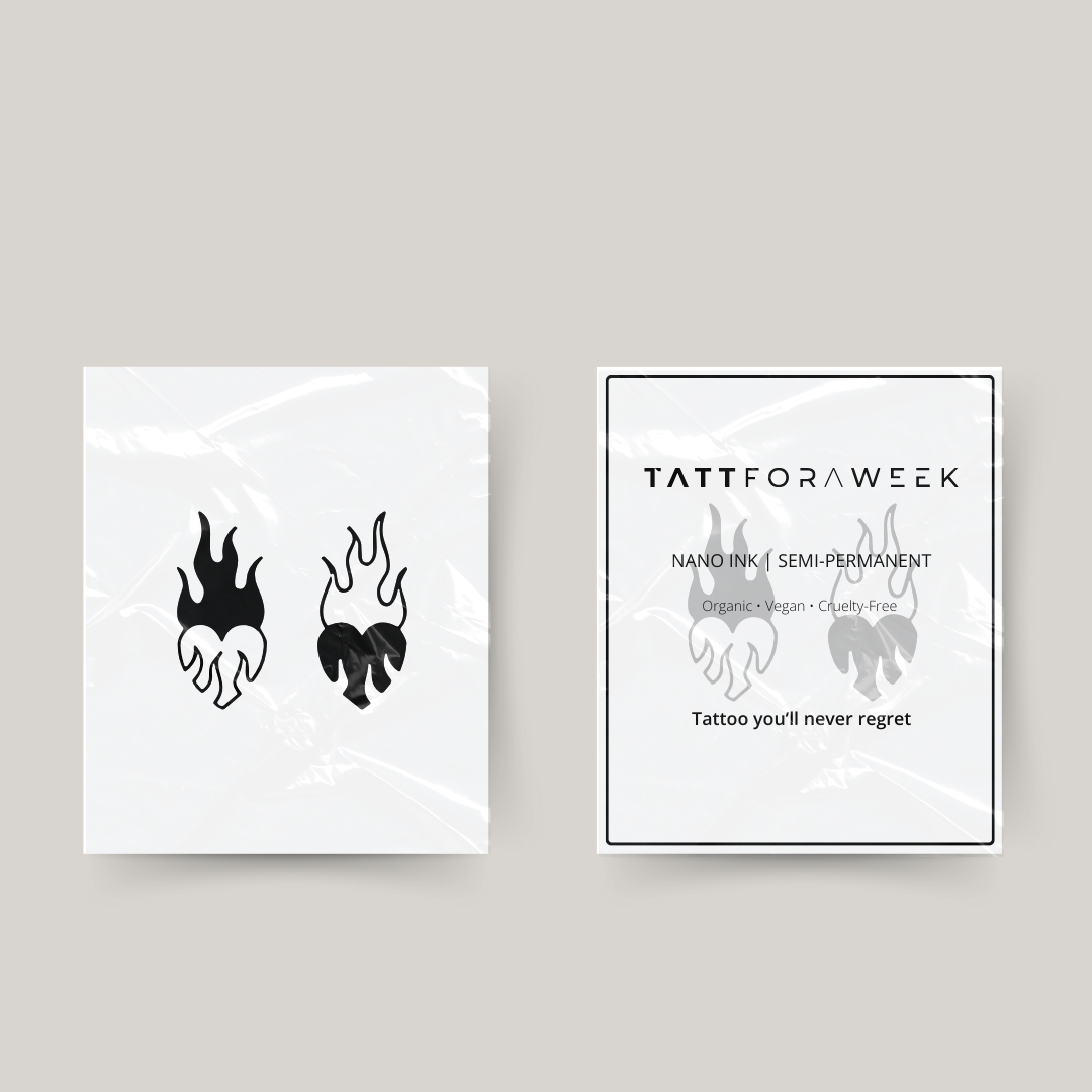 Midlertidig matchende tatovering flammende hjerter