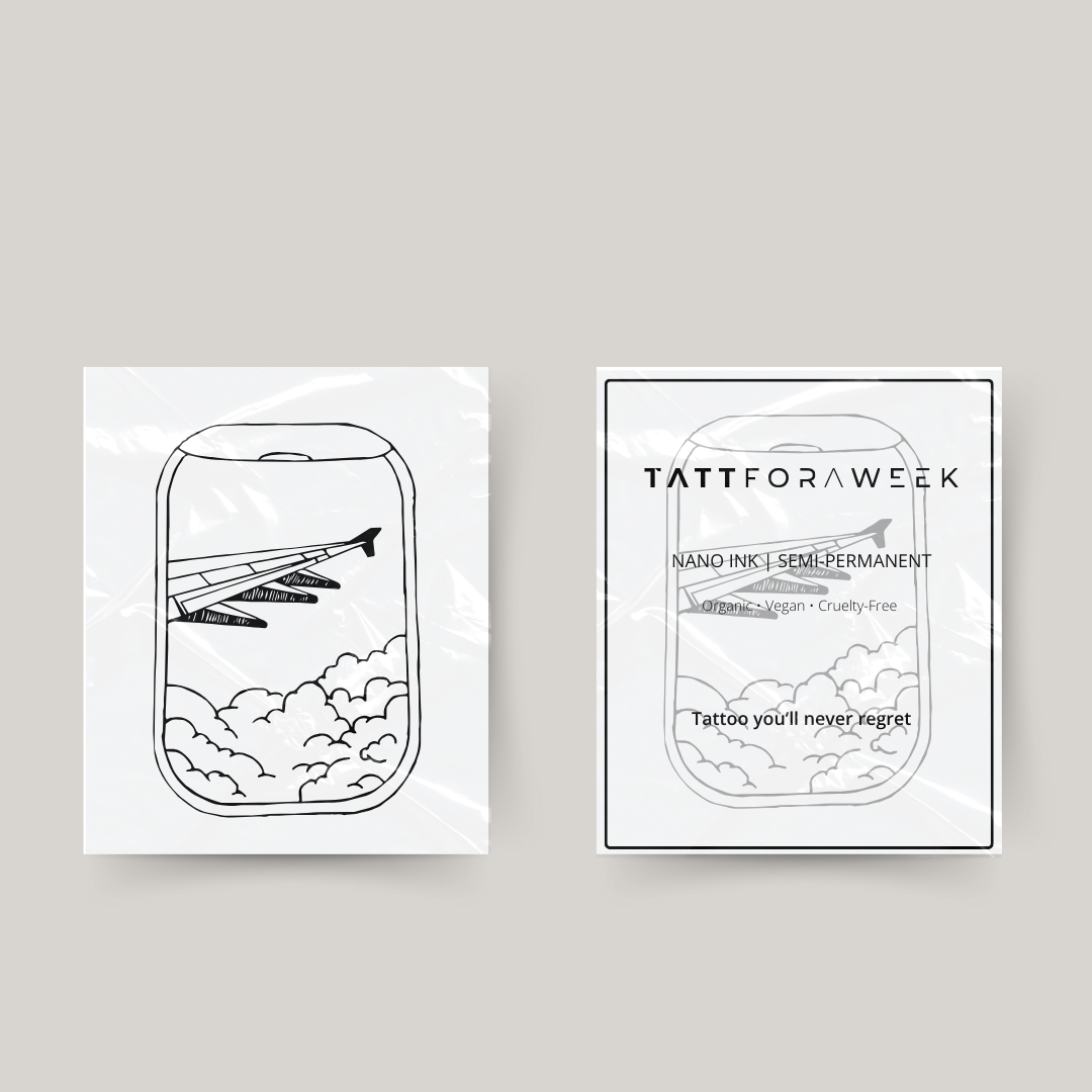 Midlertidig tatovering flyvemaskine vindue