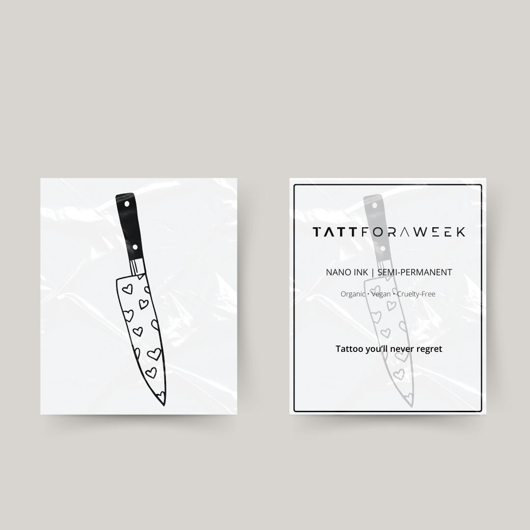 Tijdelijke tattoo hartjes mes