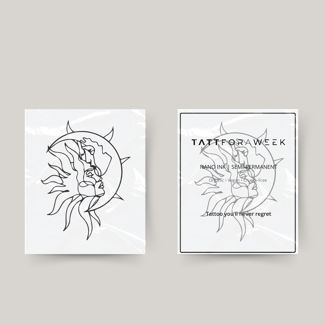 Midlertidig tatoveringsmand, sol og måne