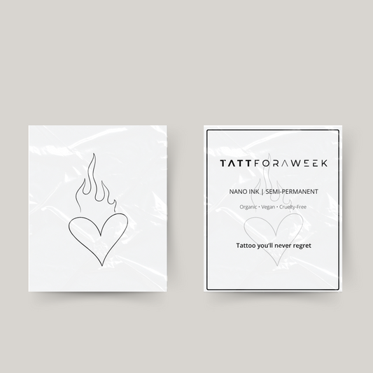 Midlertidigt tatoveringshjerte i brand