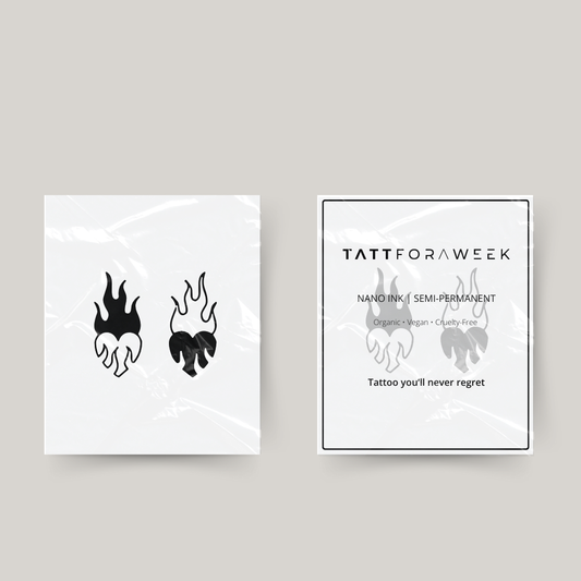 Midlertidig matchende tatovering flammende hjerter