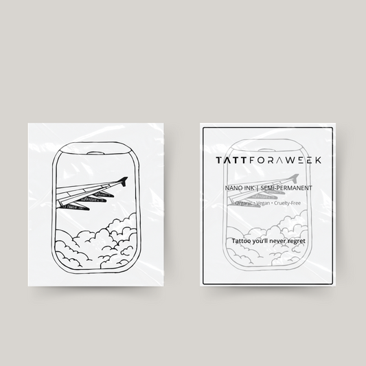 Midlertidig tatovering flyvemaskine vindue