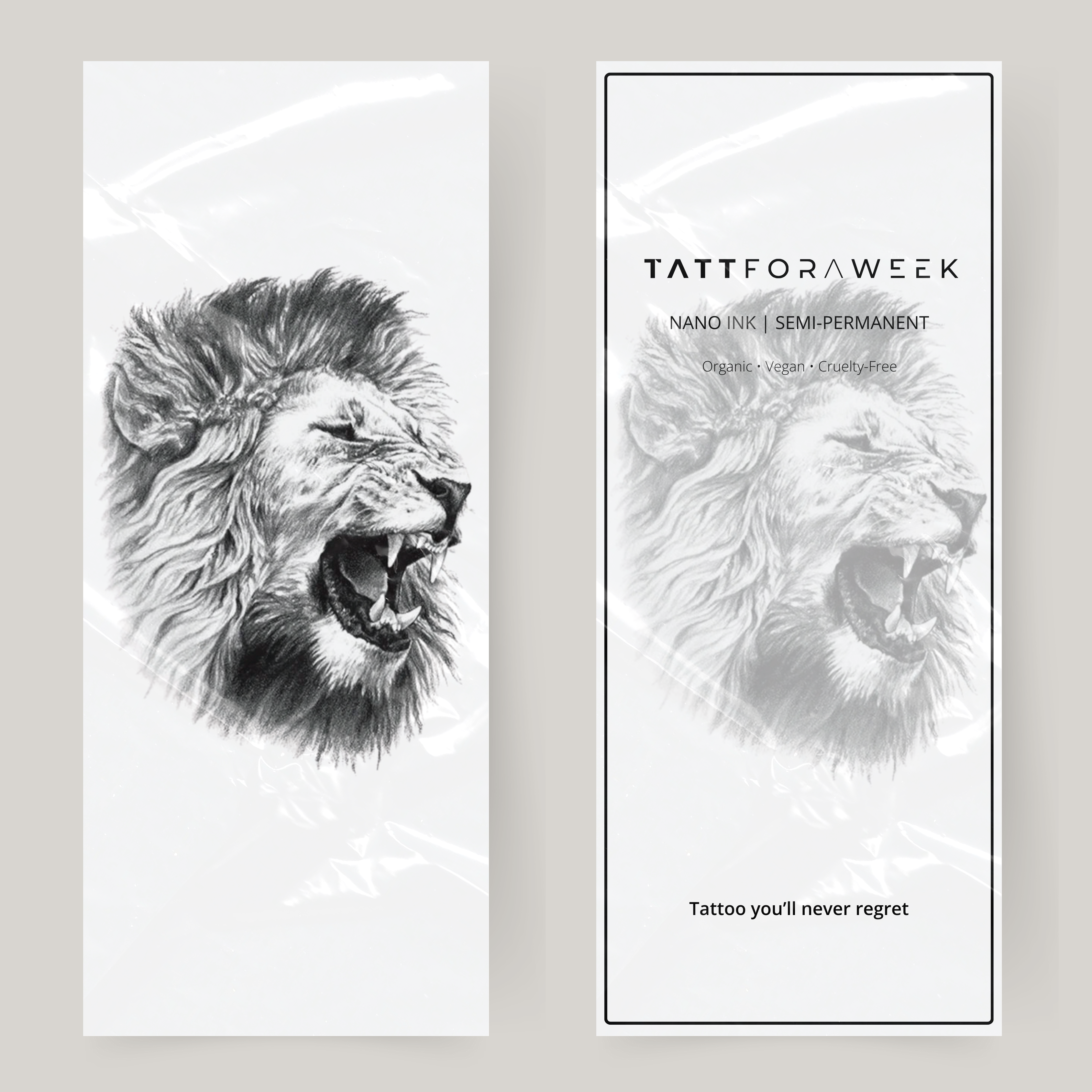 Stor falsk tatovering brølende løve